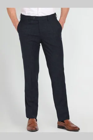 Arrow Men Checked Mid-Rise Patterned Dobby Formal Trousers