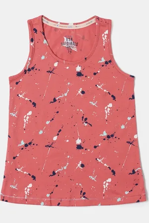 Jockey Girls Super Combed Cotton Regular Fit Printed Round Neck Sleeveless Tank Top-UG36