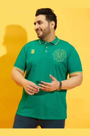 Bigbanana Plus Size Embroidered Polo Collar Bio Finish Pure Cotton T-Shirt