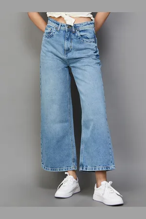 Lifestyle Women Wide Leg Clean Look Pure Cotton Jeans