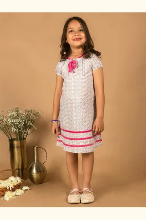 HERE&NOW Girls Geometric Print A-Line Cotton Dress