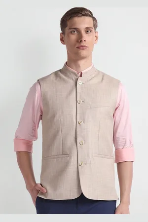 Arrow Ceremonial Mandarin Collar Sleeveless Nehru Jacket