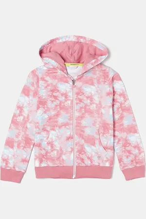 Jockey Girls Super Combed Cotton Printed Relaxed Fit Full Sleeve Hoodie Jacket-AG69
