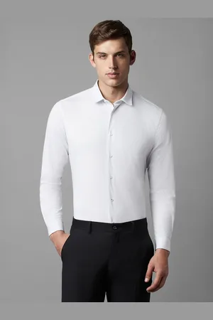 Louis Philippe Super Slim Fit Textured Spread Collar Long Sleeves Casual Shirt