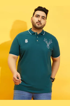 Bigbanana Plus Size Embroidered Polo Collar Bio Finish Pure Cotton T-Shirt