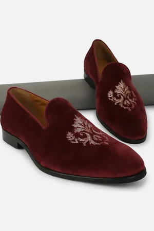 Louis Philippe Men Embroidered Leather Loafers