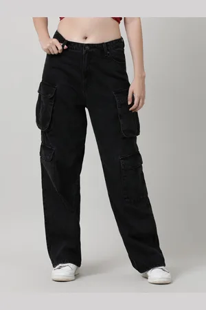 Bene Kleed Relaxed Fit High-Rise Clean Look Cotton Cargo Jeans