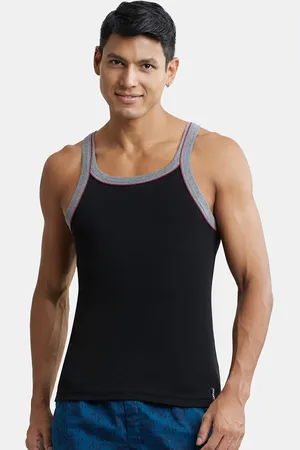 Buy Men's TENCEL Micro Modal Cotton Rib Sleeveless Vest with Extended Length  for Easy Tuck - White IC13
