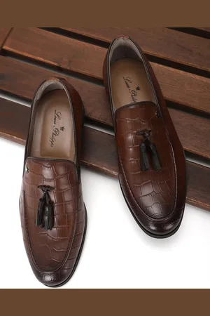 Louis Philippe Men Textured Leather Formal Loafers