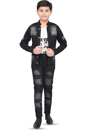 BAESD Boys Printed T-shirt & Jeans With Jacket