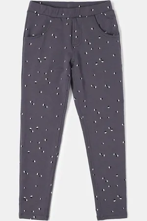 Jockey Girls Cotton Slim Fit Printed Jeggings With Convenient Side Pockets-UG37