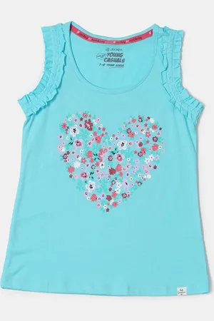 Jockey Girls Super Combed Cotton Printed Regular Fit Round Neck Sleeveless Tank Top-CG19