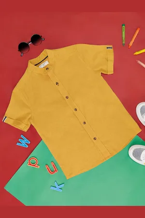 Pantaloons Boys Band Collar Short Sleeves Cotton Casual Shirt