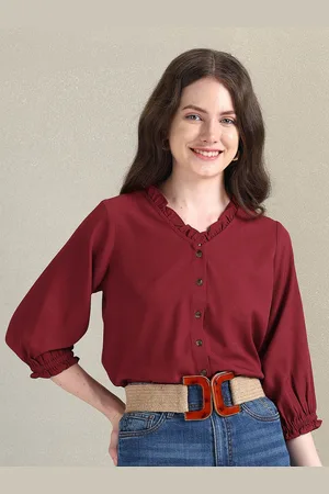 Ralph Lauren Puffed Sleeves Ruffled Top