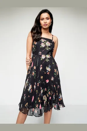 AND Floral Printed Accordion Pleated Detailed Fit & Flare Dress