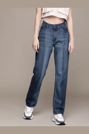 Moda Rapido Women Pure Cotton Mid Rise Straight Fit Heavy Fade Jeans