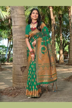 SANGAM PRINTS Woven Design Zari Banarasi Saree