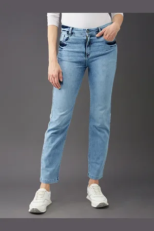 BAESD Women Straight Fit Mid Rise Clean Look Jeans