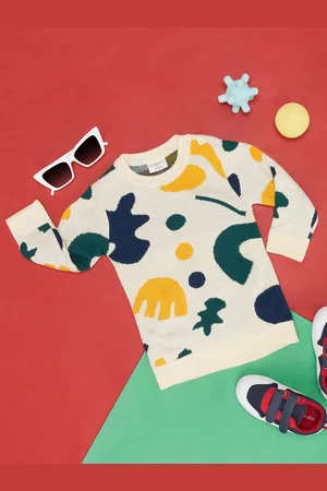 Pantaloons Boys Abstract Printed Long Sleeves Cotton Pullover Sweater