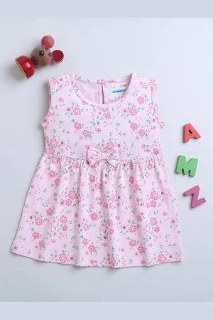 BUMZEE Girls Floral Printed Fit & Flare Cotton Dress