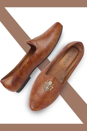 FAUSTO Men Embroidered Slip-On Lightweight Mojaris