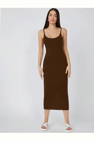 Aahwan Shoulder Straps Sleeveless Bodycon Midi Dress