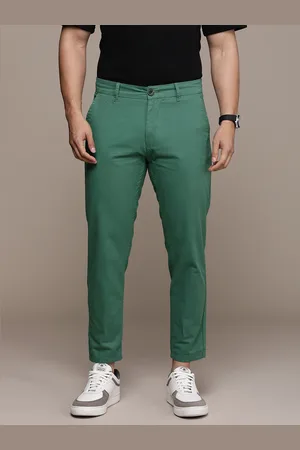 WROGN Men Pure Cotton Crop Fit Chinos Trousers