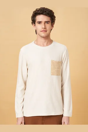 Pantaloons Round Neck Long Sleeves Pockets Slim Fit T-shirt