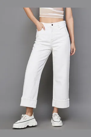 Lifestyle Women Mid-Rise Wide Leg Cropped Jeans