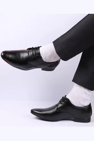 FAUSTO Men Textured Lace-Up Formal Derbys