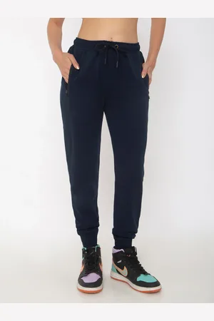 Bewakoof Women Navy-Blue Solid Zipper Joggers
