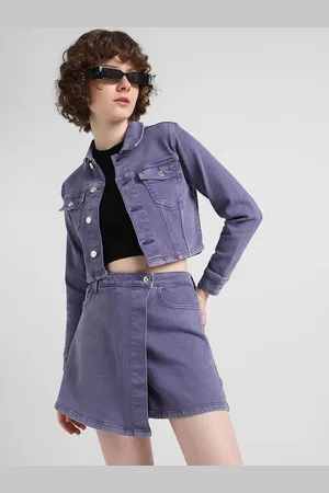 ONLY Washed Spread Collar Crop Denim Jacket