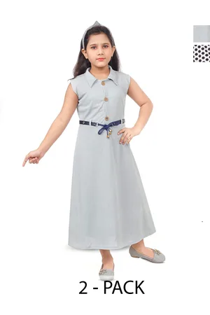 BAESD Girls Pack Of 2 Shirt Collar A-Line Maxi Dress