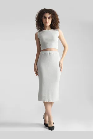 ONLY Striped Midi Straight Skirt
