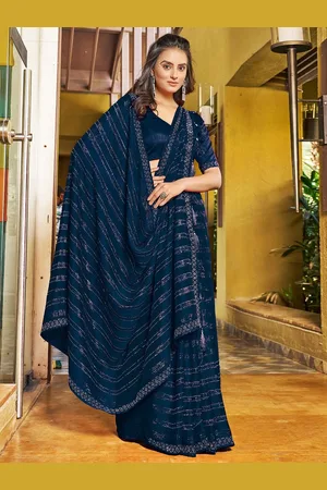 Mitera Striped Zari Chiffon Fusion Saree
