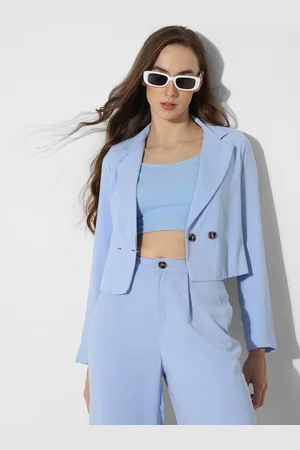 ONLY Notched Lapel Collar Double Breasted Tailored Fit Crop Casual Blazers