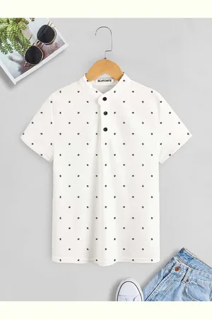 BAESD Boys Geometric Printed Polo Collar Cotton T-shirt