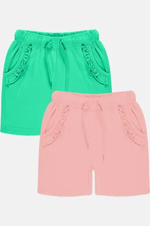 KiddoPanti Girls Pack Of 2 Mid-Rise Shorts