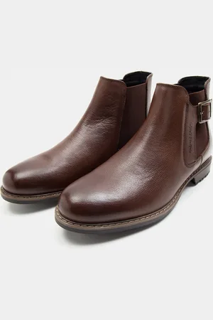 Thomas Crick Men Buckle Detail Leather Chelsea Boots