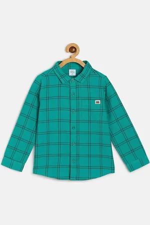 MINI KLUB Boys Windowpane Checked Cotton Standard Opaque Casual Shirt