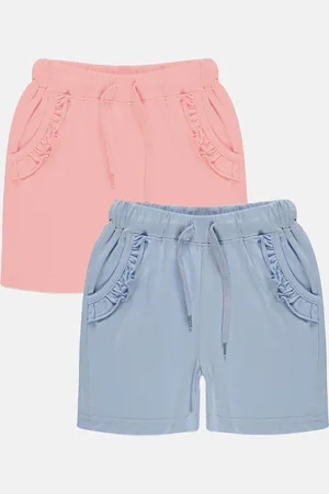KiddoPanti Girls Pack Of 2 Mid-Rise Pure Cotton Shorts