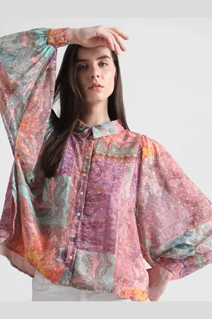 ONLY Onlmilli L/S AOP Semi Sheer Ethnic Motifs Printed Casual Shirt