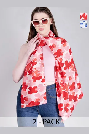 DressBerry Red Pack Of 2 Printed Scarves