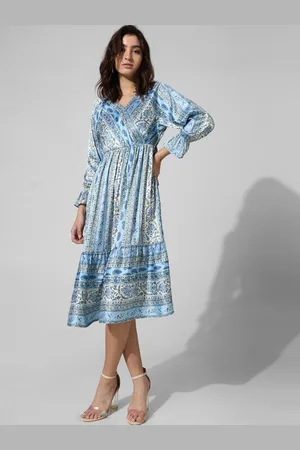 ONLY Ethnic Motifs Print Satin Fit & Flare Midi Dress