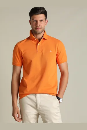 Dockers Men Solid Orange Polo Collar Classic Fit T-Shirt
