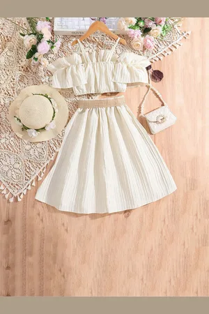 Stylecast Girls Beige Top with Skirt