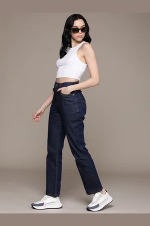 The Roadster Lifestyle Co. Women Blue Solid Wide-Leg Denim