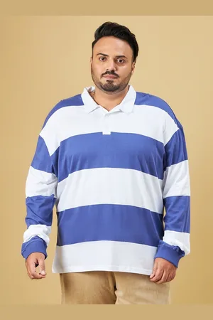 Bewakoof Size Striped Oversized Cotton Polo Collar T-shirt