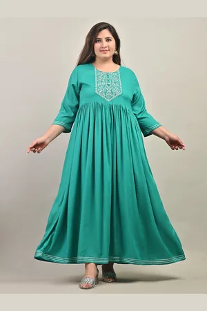 Kalini Plus Size Embroidered Round Neck Maxi Dress