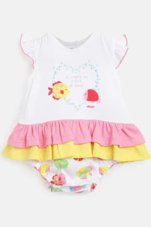 chicco Infant Girls Typography Printed Pure Cotton Romper Dress